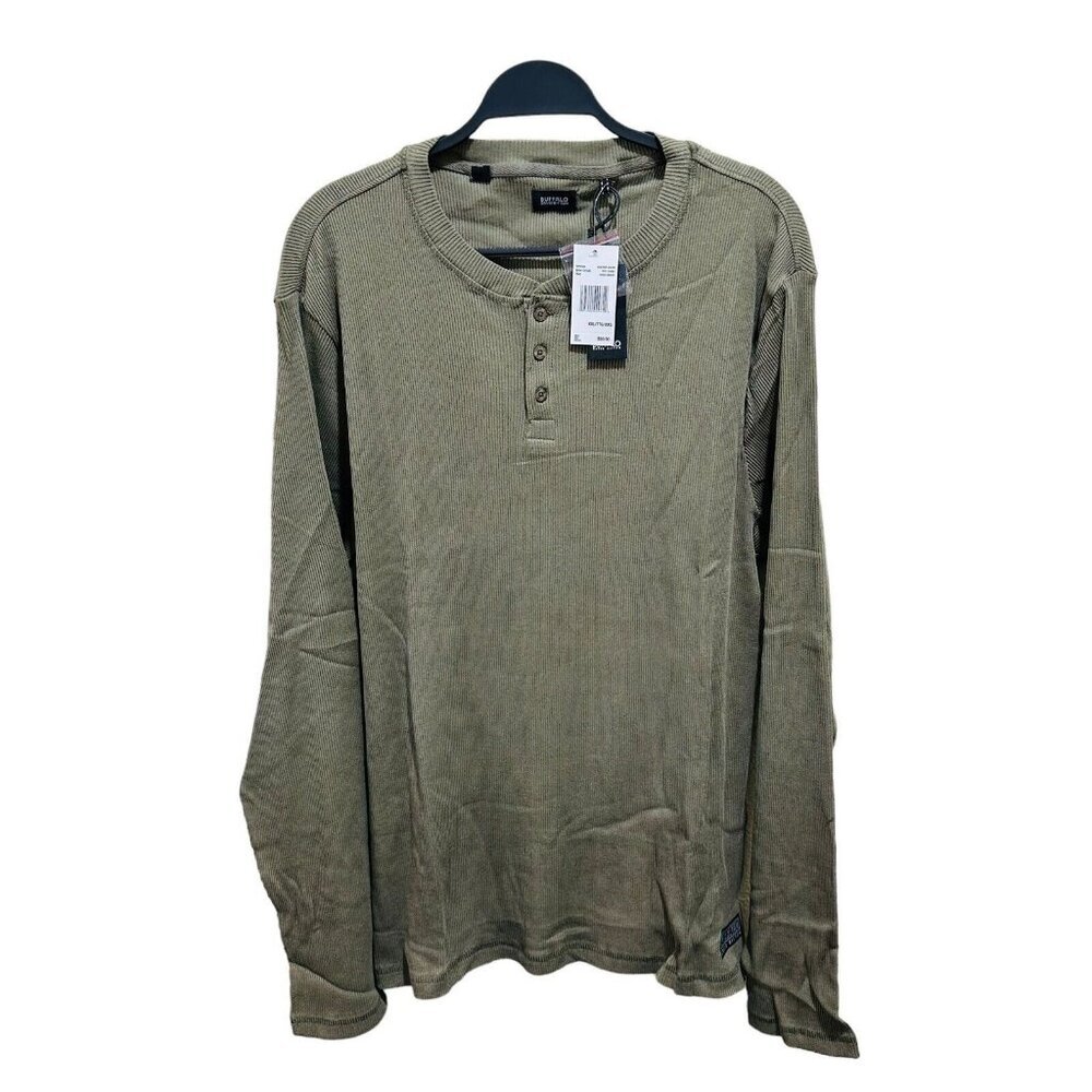 Buffalo David Bitton Men XXL Nirvana Long Sleeve Henley Shirt Heather Green‎ NWT